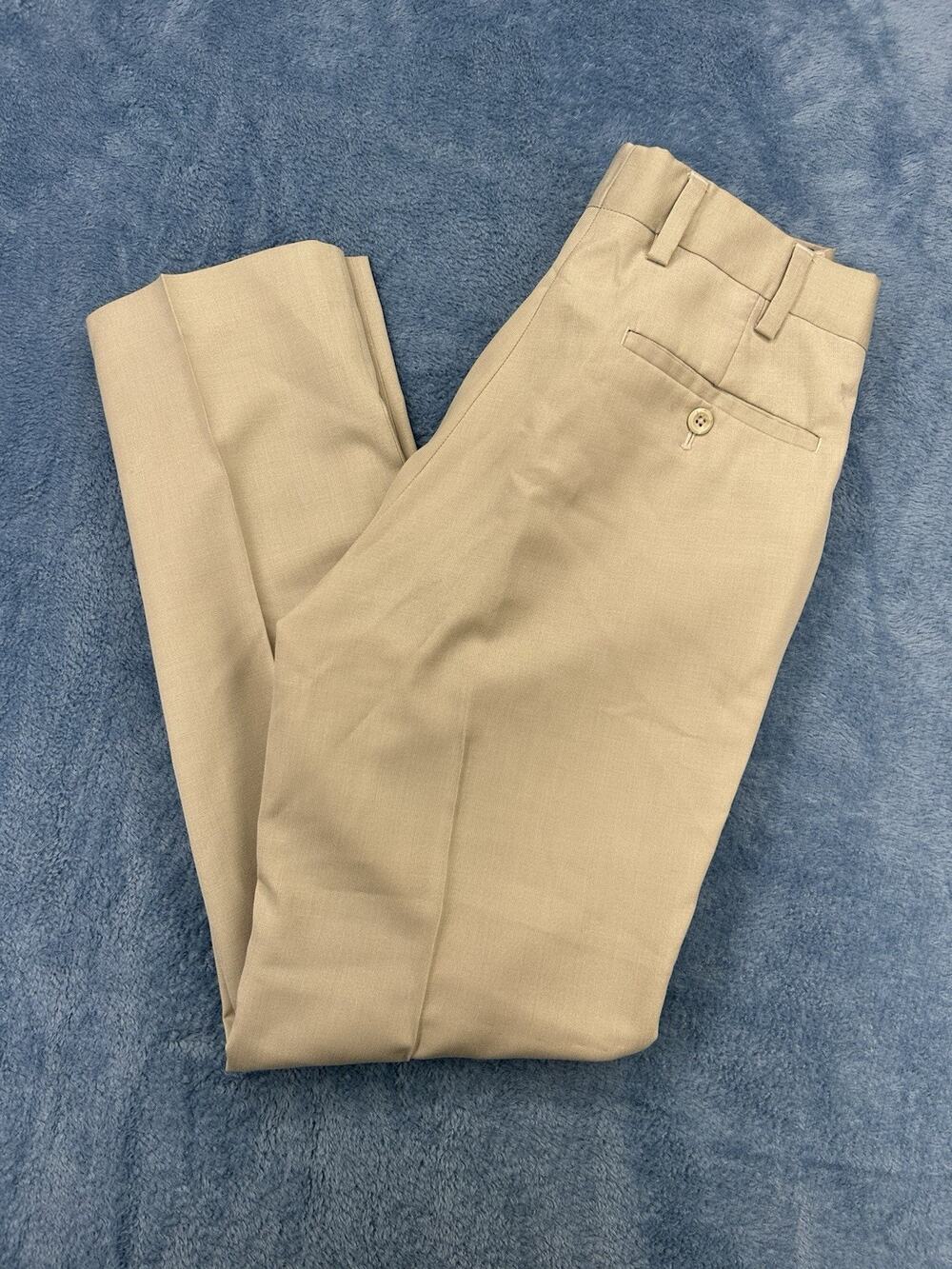 Louis Raphael Tailored 30x30 Dress Pants Mens Beige Slim Fit Business Flat Front